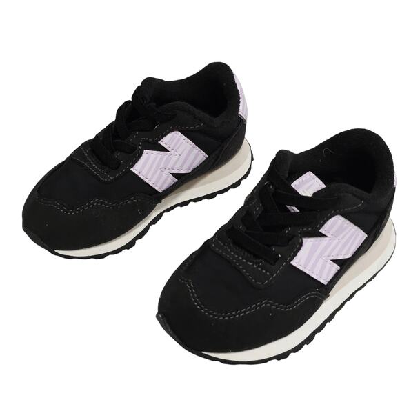 New Balance 237 in Black Lilac Glo Leather Slip on Sneaker Toddler Size 6.5 - Picture 4 of 8